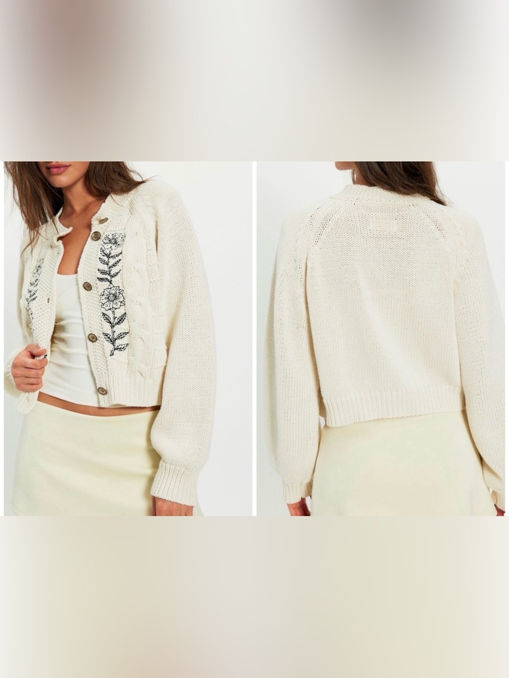 NWT Free People We The Free On The Edge Cardi - tofu combo ivory - medium